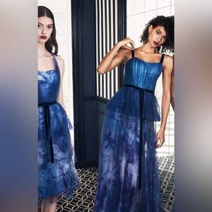 NWT Marchesa Notte Tulle Mermaid Gown Blue Purple Teal Size 14 Formal Dress